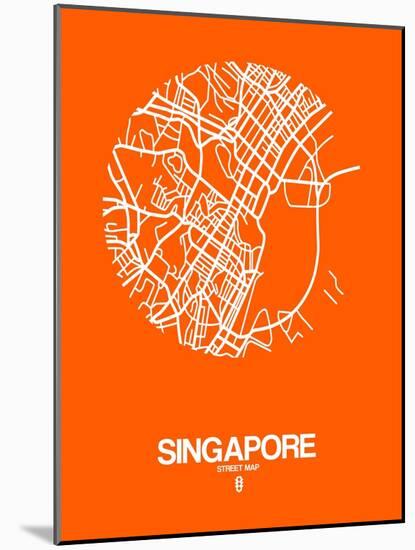 Singapore Street Map Orange-NaxArt-Mounted Art Print