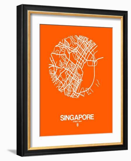 Singapore Street Map Orange-NaxArt-Framed Art Print