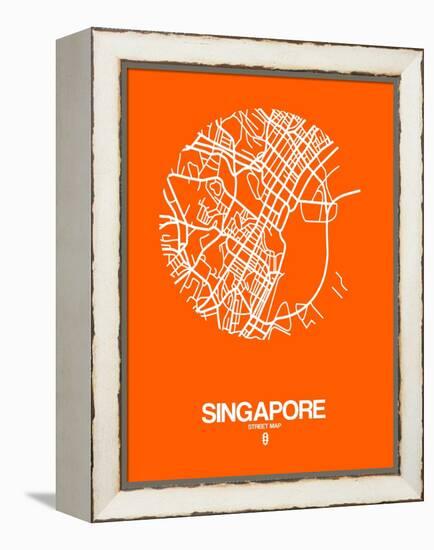 Singapore Street Map Orange-NaxArt-Framed Stretched Canvas