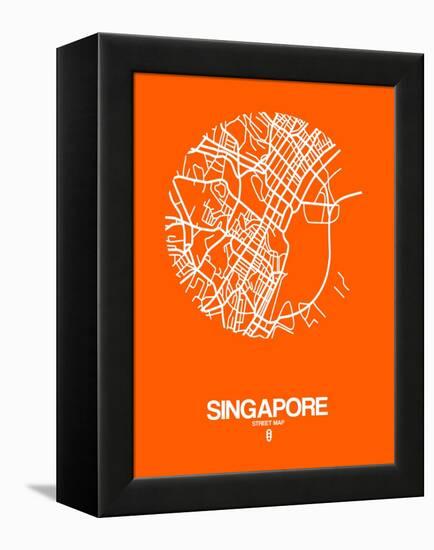 Singapore Street Map Orange-NaxArt-Framed Stretched Canvas