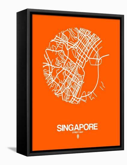 Singapore Street Map Orange-NaxArt-Framed Stretched Canvas