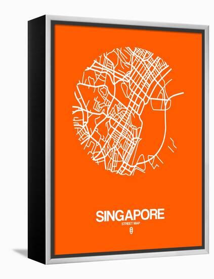 Singapore Street Map Orange-NaxArt-Framed Stretched Canvas
