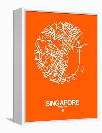 Singapore Street Map Orange-NaxArt-Framed Stretched Canvas