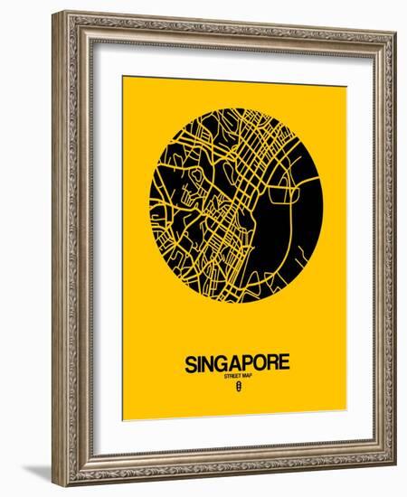 Singapore Street Map Yellow-null-Framed Art Print