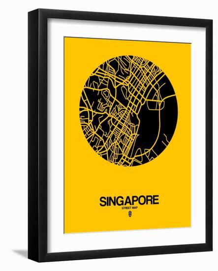 Singapore Street Map Yellow-null-Framed Art Print