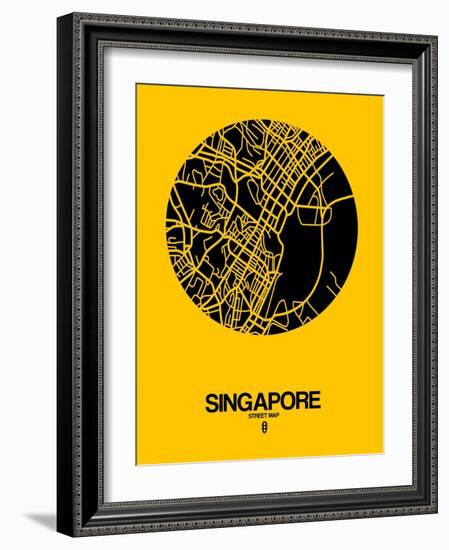 Singapore Street Map Yellow-null-Framed Art Print