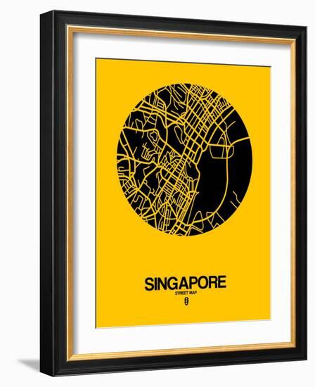 Singapore Street Map Yellow-null-Framed Art Print