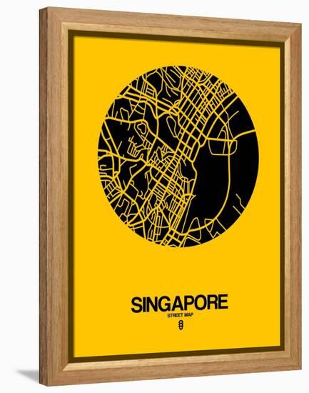 Singapore Street Map Yellow-null-Framed Stretched Canvas