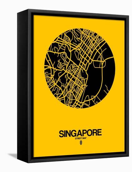 Singapore Street Map Yellow-null-Framed Stretched Canvas