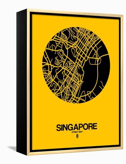 Singapore Street Map Yellow-null-Framed Stretched Canvas