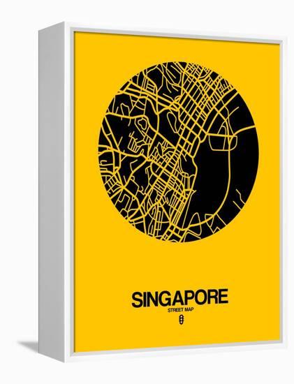 Singapore Street Map Yellow-null-Framed Stretched Canvas