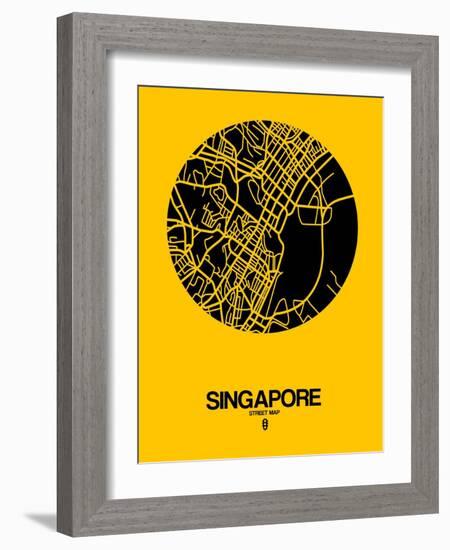 Singapore Street Map Yellow-NaxArt-Framed Art Print