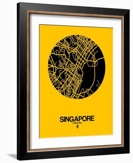 Singapore Street Map Yellow-NaxArt-Framed Art Print