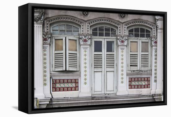 Singapore, Traditional Shophouse Architecture-Walter Bibikow-Framed Premier Image Canvas