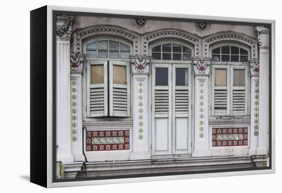 Singapore, Traditional Shophouse Architecture-Walter Bibikow-Framed Premier Image Canvas