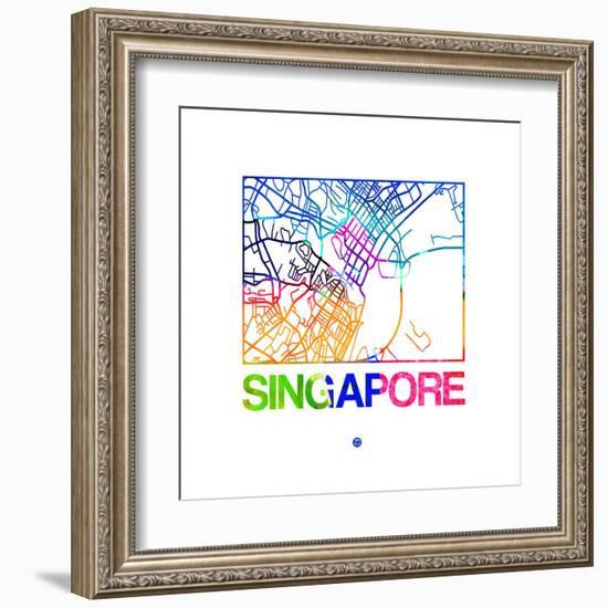 Singapore Watercolor Street Map-NaxArt-Framed Art Print