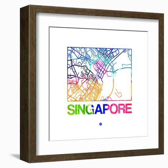 Singapore Watercolor Street Map-NaxArt-Framed Art Print
