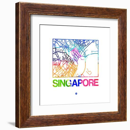 Singapore Watercolor Street Map-NaxArt-Framed Art Print