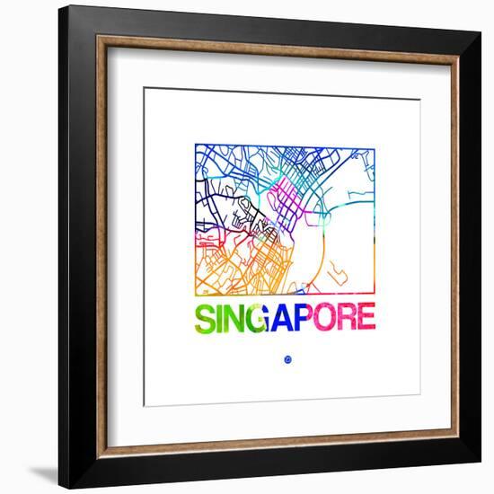 Singapore Watercolor Street Map-NaxArt-Framed Art Print