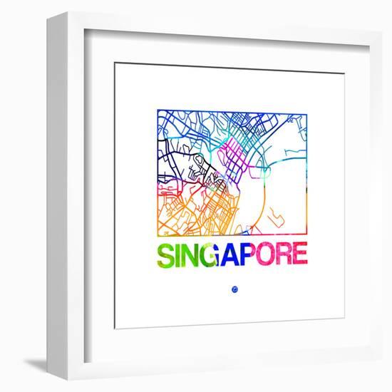 Singapore Watercolor Street Map-NaxArt-Framed Art Print