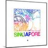 Singapore Watercolor Street Map-NaxArt-Mounted Art Print