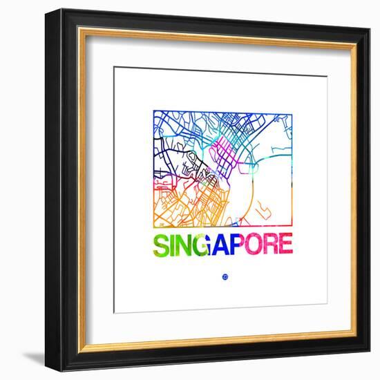 Singapore Watercolor Street Map-NaxArt-Framed Art Print