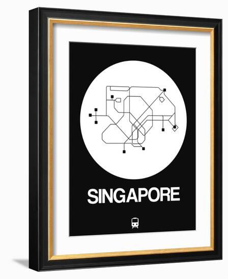 Singapore White Subway Map-NaxArt-Framed Art Print