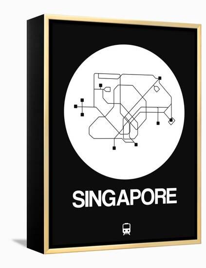 Singapore White Subway Map-NaxArt-Framed Stretched Canvas