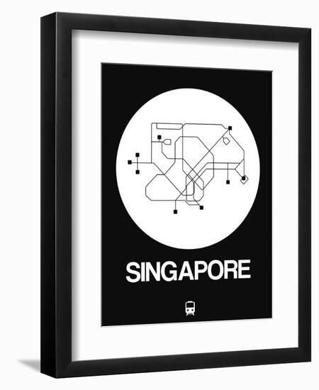 Singapore White Subway Map-NaxArt-Framed Premium Giclee Print