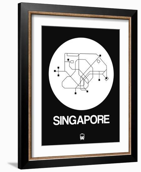 Singapore White Subway Map-NaxArt-Framed Art Print