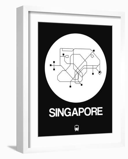 Singapore White Subway Map-NaxArt-Framed Art Print