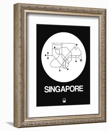 Singapore White Subway Map-NaxArt-Framed Art Print