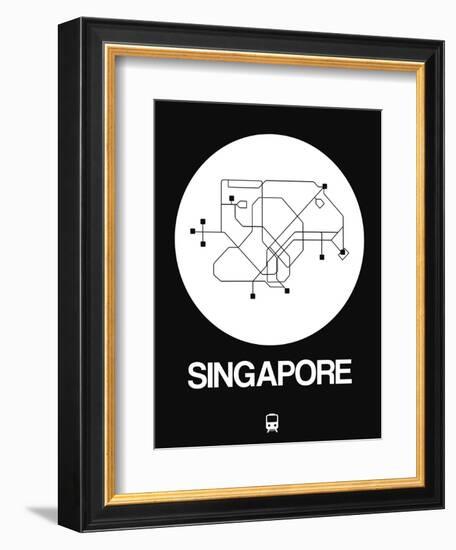 Singapore White Subway Map-NaxArt-Framed Art Print