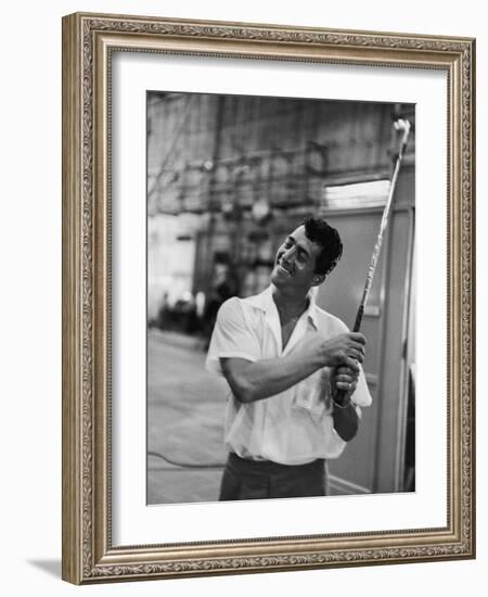 Singer and Actor Dean Martin with Golf Club on Movie Set for Mgm's 'Some Came Running', 1958-Allan Grant-Framed Photographic Print