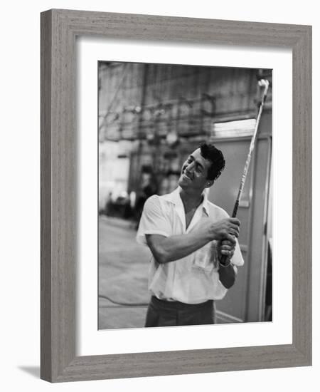 Singer and Actor Dean Martin with Golf Club on Movie Set for Mgm's 'Some Came Running', 1958-Allan Grant-Framed Photographic Print