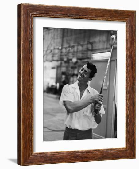 Singer and Actor Dean Martin with Golf Club on Movie Set for Mgm's 'Some Came Running', 1958-Allan Grant-Framed Photographic Print