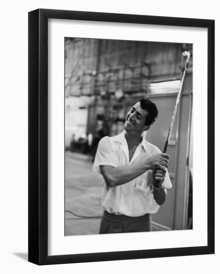 Singer and Actor Dean Martin with Golf Club on Movie Set for Mgm's 'Some Came Running', 1958-Allan Grant-Framed Photographic Print