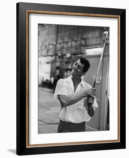 Singer and Actor Dean Martin with Golf Club on Movie Set for Mgm's 'Some Came Running', 1958-Allan Grant-Framed Photographic Print