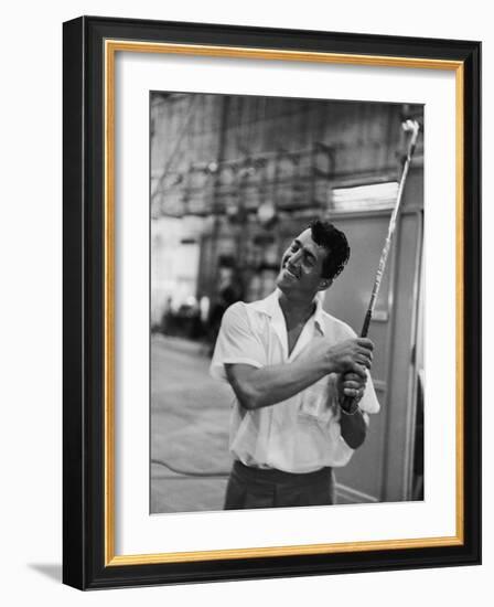 Singer and Actor Dean Martin with Golf Club on Movie Set for Mgm's 'Some Came Running', 1958-Allan Grant-Framed Photographic Print