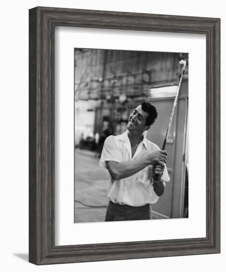 Singer and Actor Dean Martin with Golf Club on Movie Set for Mgm's 'Some Came Running', 1958-Allan Grant-Framed Photographic Print