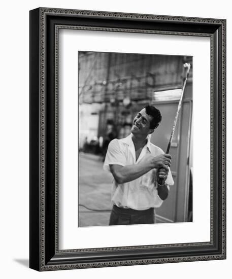 Singer and Actor Dean Martin with Golf Club on Movie Set for Mgm's 'Some Came Running', 1958-Allan Grant-Framed Photographic Print