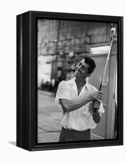 Singer and Actor Dean Martin with Golf Club on Movie Set for Mgm's 'Some Came Running', 1958-Allan Grant-Framed Premier Image Canvas