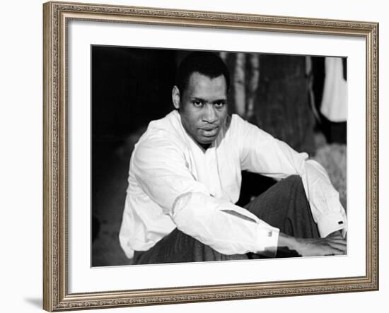 Singer and Actor Paul Robeson Sitting and Resting Arms on Knees. Circa 1940-Alfred Eisenstaedt-Framed Premium Photographic Print