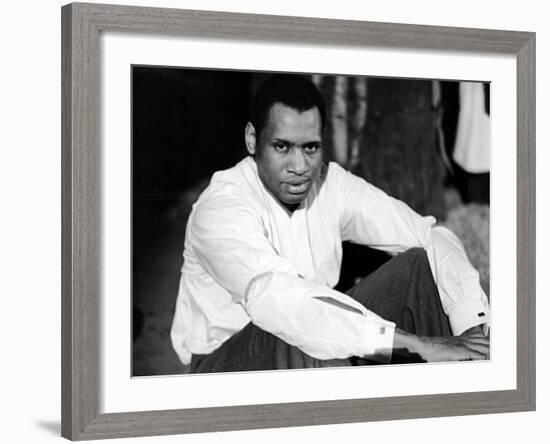 Singer and Actor Paul Robeson Sitting and Resting Arms on Knees. Circa 1940-Alfred Eisenstaedt-Framed Premium Photographic Print