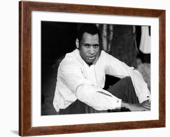 Singer and Actor Paul Robeson Sitting and Resting Arms on Knees. Circa 1940-Alfred Eisenstaedt-Framed Premium Photographic Print