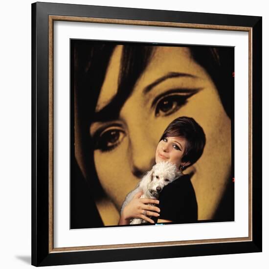 Singer and Actress Barbra Streisand Holding Small Dog in Her Arms-Bill Eppridge-Framed Photographic Print