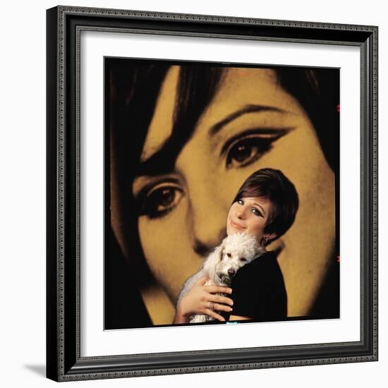 Singer and Actress Barbra Streisand Holding Small Dog in Her Arms-Bill Eppridge-Framed Photographic Print