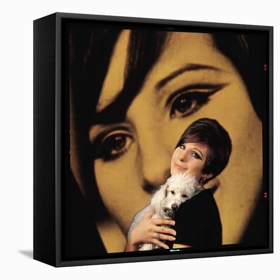 Singer and Actress Barbra Streisand Holding Small Dog in Her Arms-Bill Eppridge-Framed Premier Image Canvas