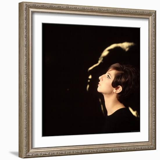 Singer and Actress Barbra Streisand in Front of Blow Up of Herself Also in Profile-Bill Eppridge-Framed Premium Photographic Print
