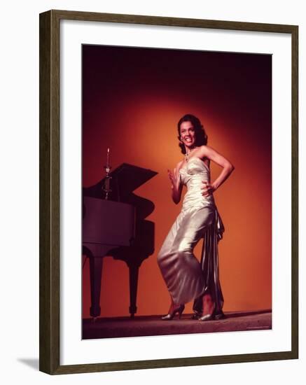 Singer and Actress Dorothy Dandridge Posing by a Piano-Ed Clark-Framed Premium Photographic Print